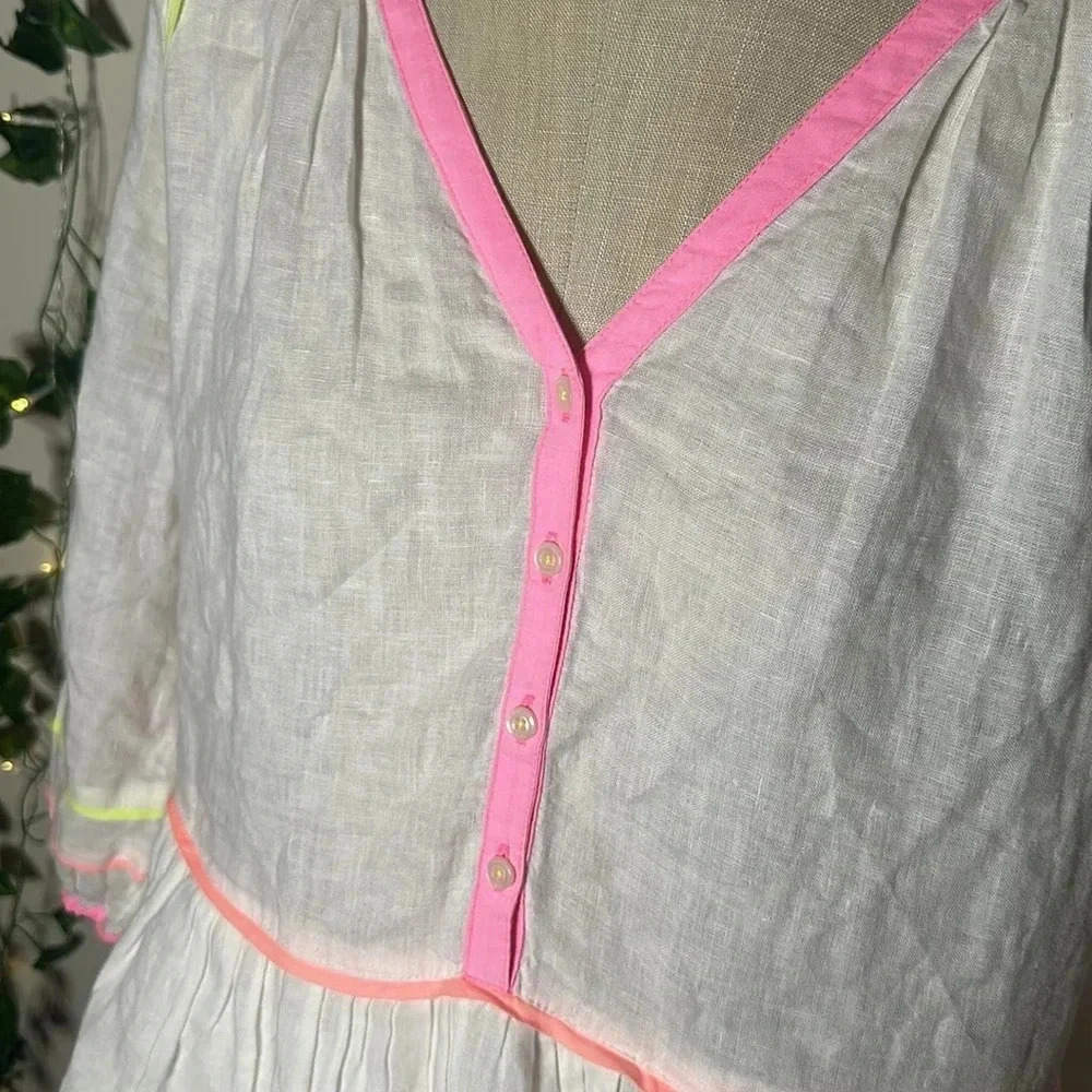 Vineyard Vines Linen Neon Pop Vacation Dress - Picture 4 of 7